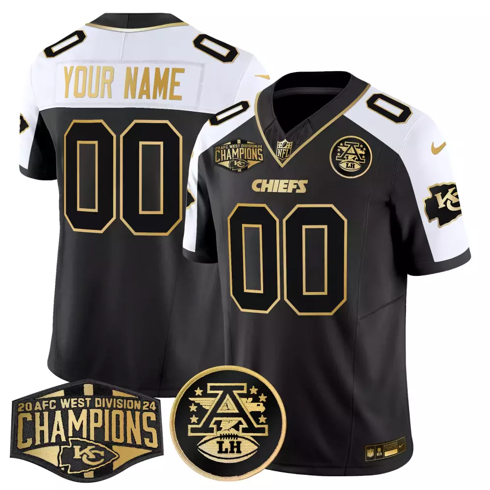 Alternate Men's Chiefs 2024 AFC West Champions Jersey | Gold Vapor Limited Custom | For Men, Women & Youth