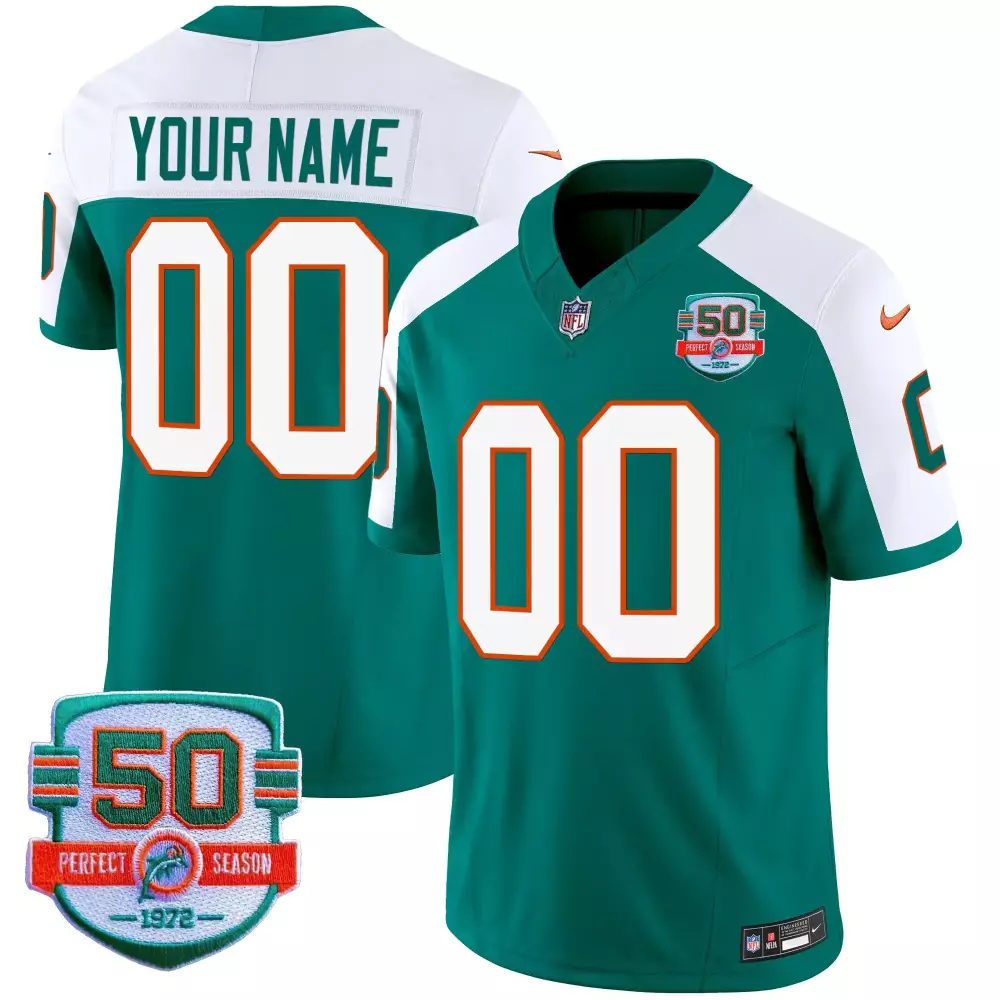 Miami Dolphins Aqua Alternate Men Shula 347 Patch Vapor Limited Custom Jersey V2 | All Stitched | Fan Gear for Game Day | For Men, Women & Youth