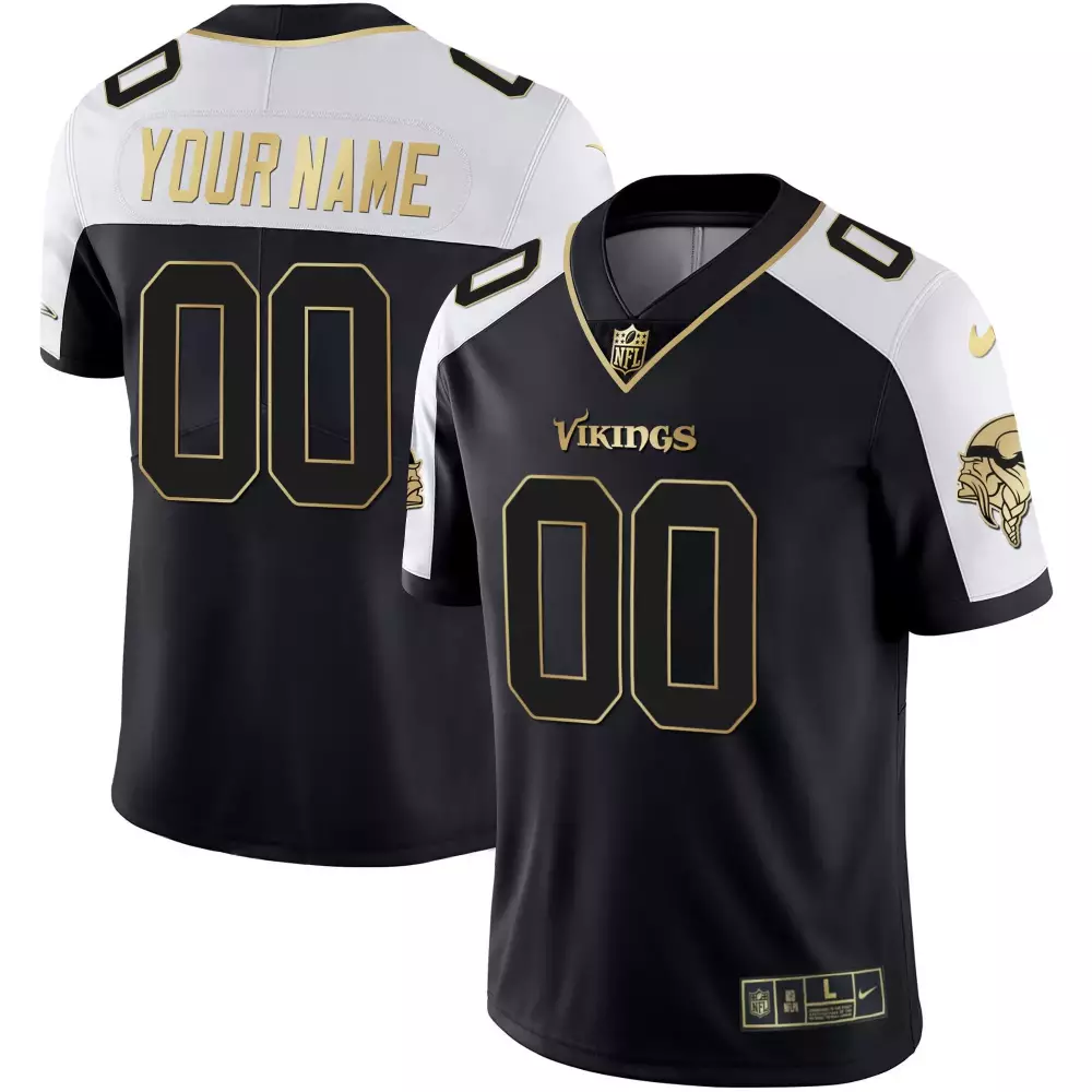 alternate men minnesota vikings bud grant patch gold limited custom jersey all stitched