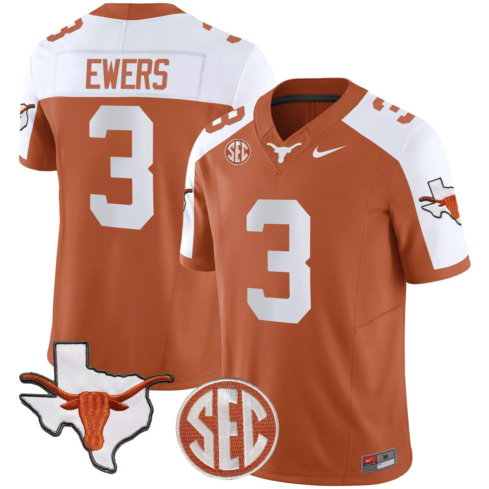 1 team white womens texas longhorns vapor limited jersey v3 all stitched