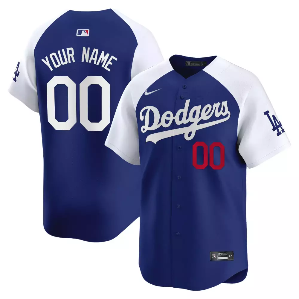alternate royal men los angeles dodgers gold trim cool base custom jersey all stitched