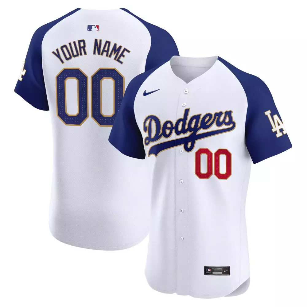 alternate white youth los angeles dodgers gold trim cool base custom jersey all stitched
