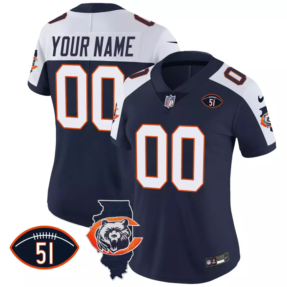 alternate women chicago bears throwback illinois patch vapor custom jersey all stitched