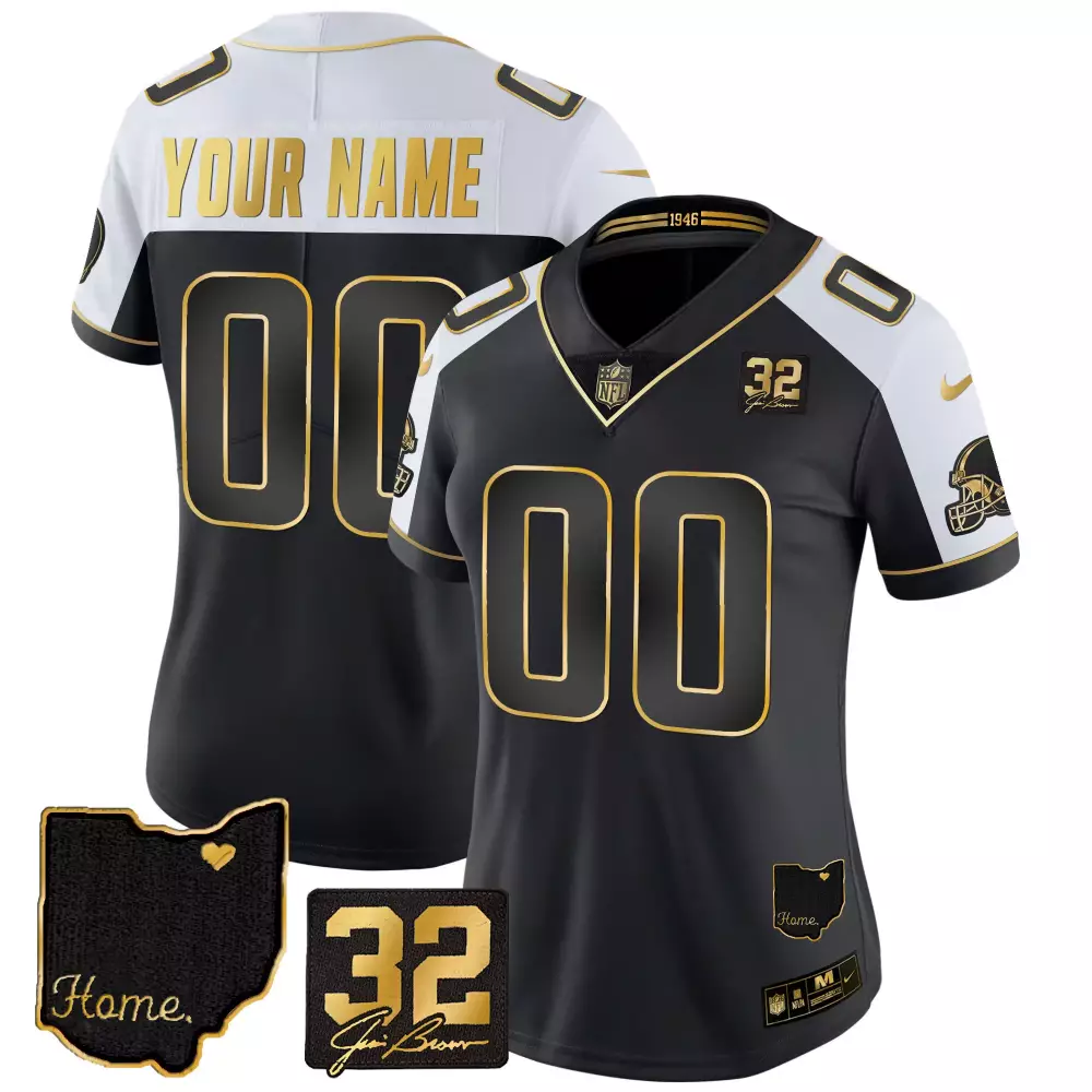 Jim Brown 32 Memorial Home Patch Custom Jersey V3 | Stitched Youth Fan Gear | For Men, Women & Youth