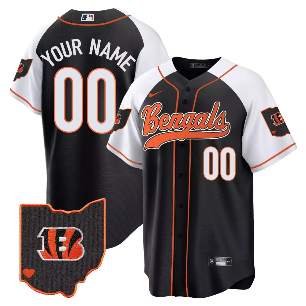 Cincinnati Bengals Ohio Patch Baseball Custom Jersey | Stitched Alternate Men's Fan Gear | For Men, Women & Youth