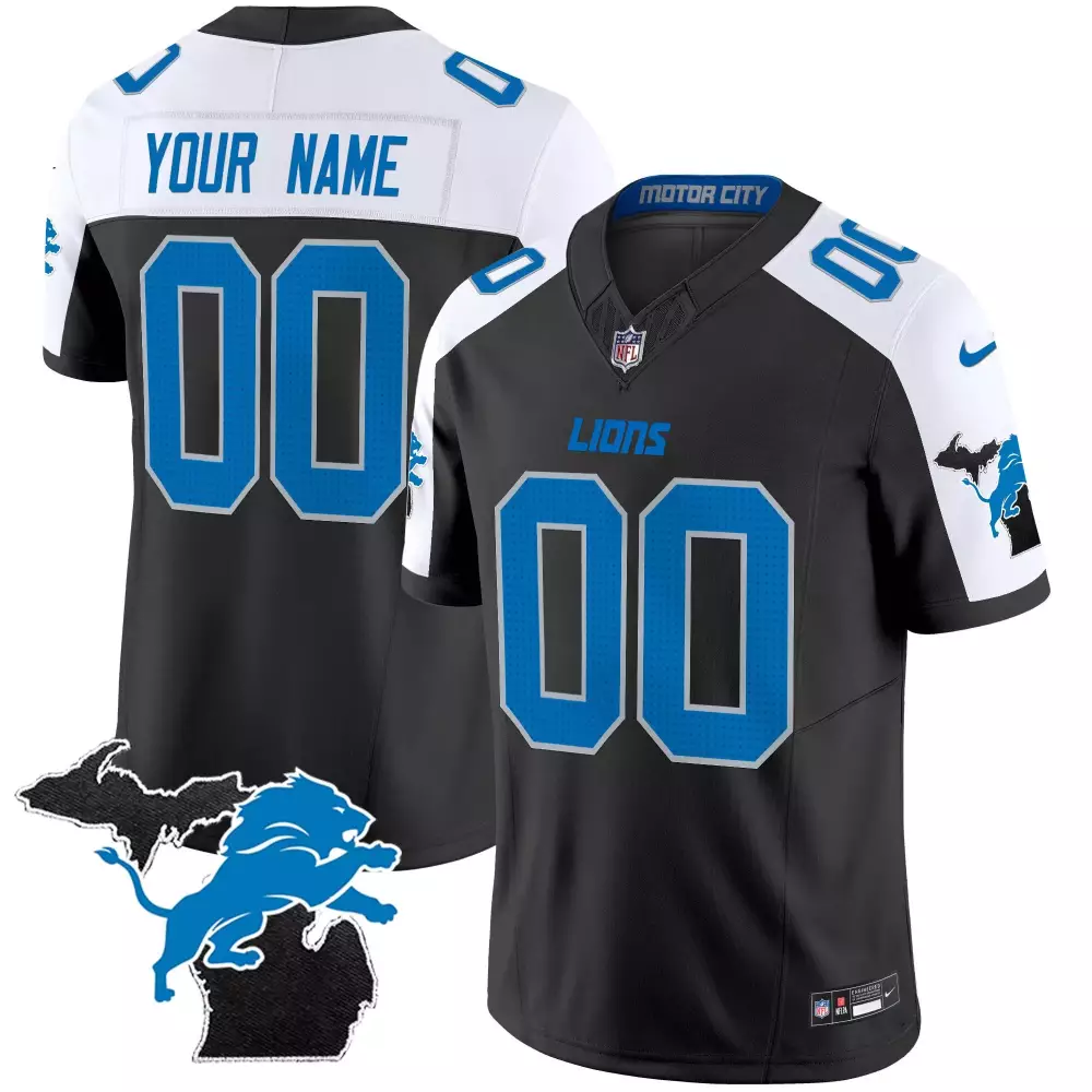 alternate youth detroit lions 2024 michigan 90th season patch gold vapor limited custom jersey all stitched