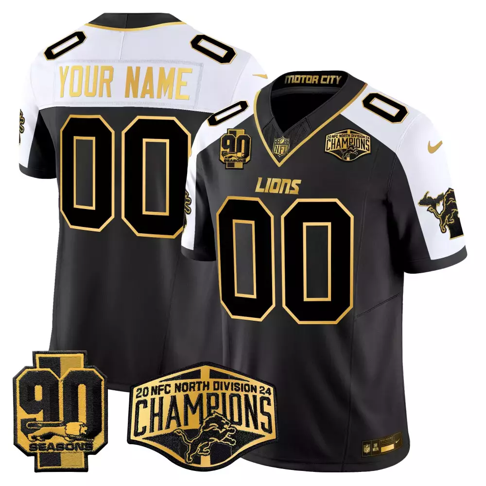 alternate youth detroit lions 2024 michigan 90th season patch gold vapor limited custom jersey all stitched