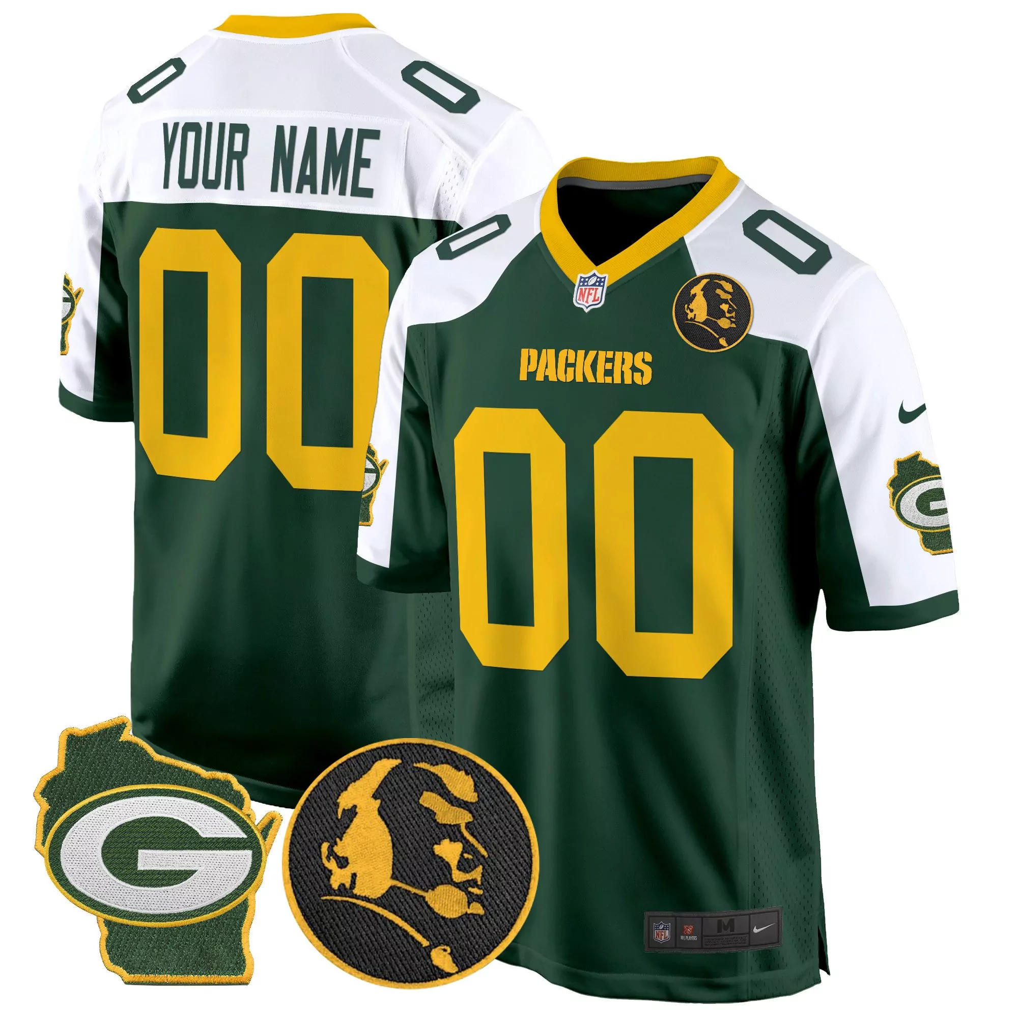 alternate youth green bay packers john madden home patch game custom jersey all stitched