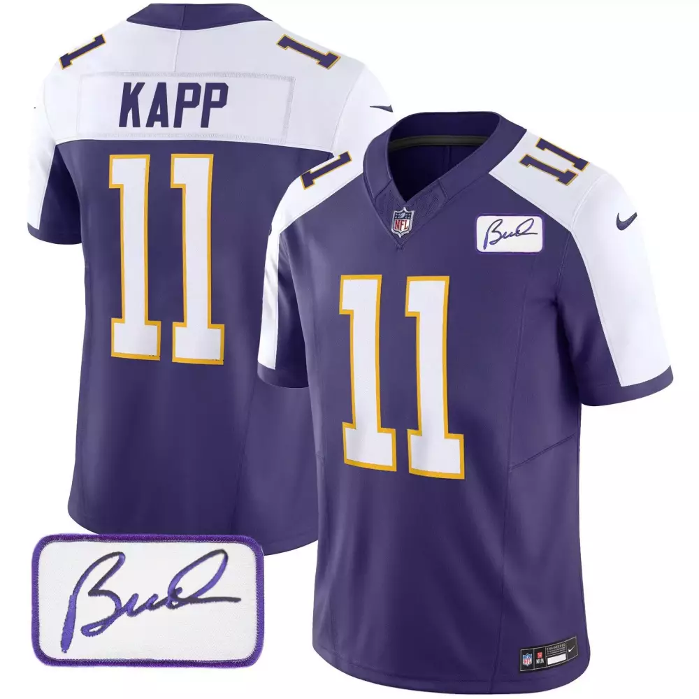 alternate youth joe kapp minnesota vikings bud grant patch classic limted jersey all stitched