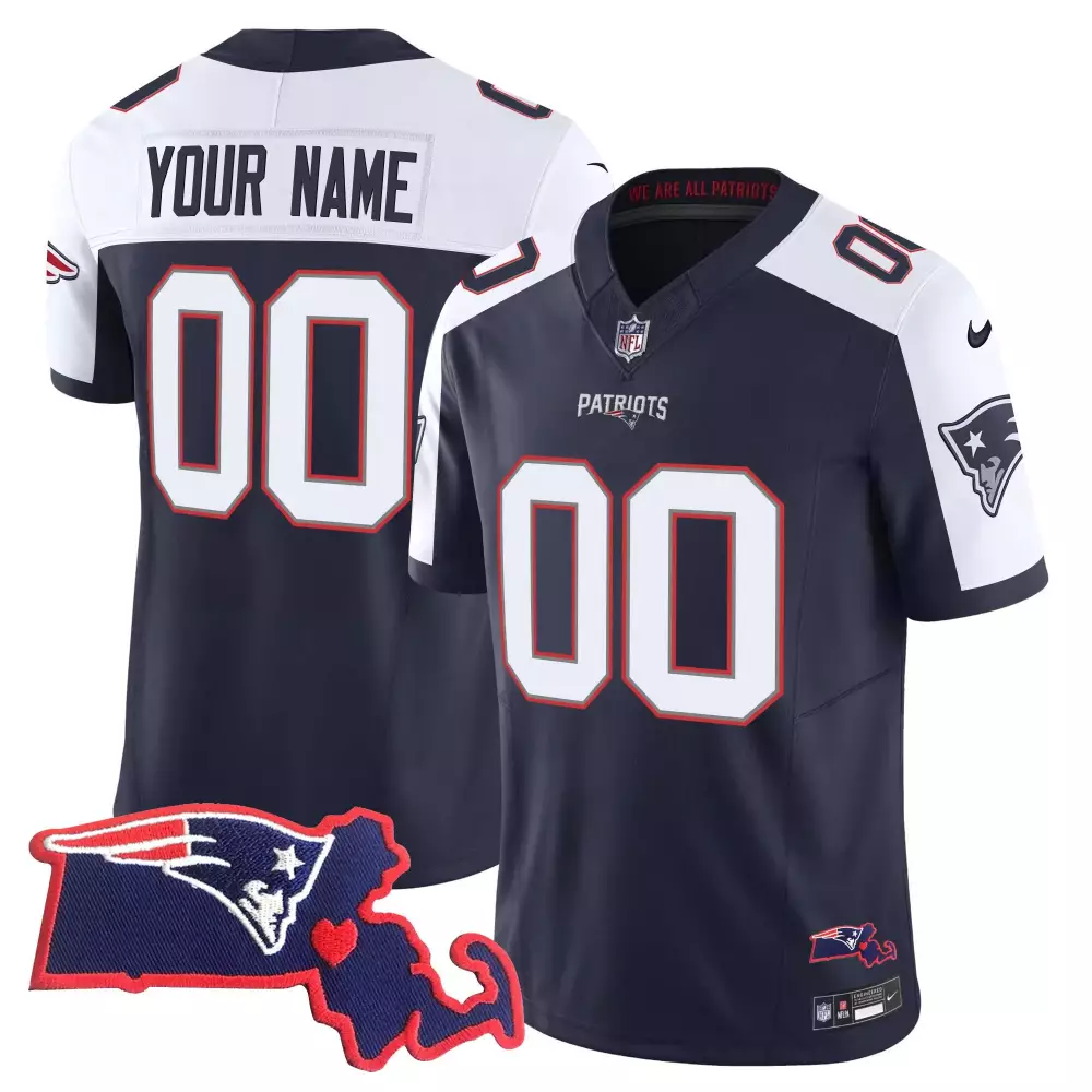 alternate youth new england patriots massachusetts patch vapor custom jersey all stitched