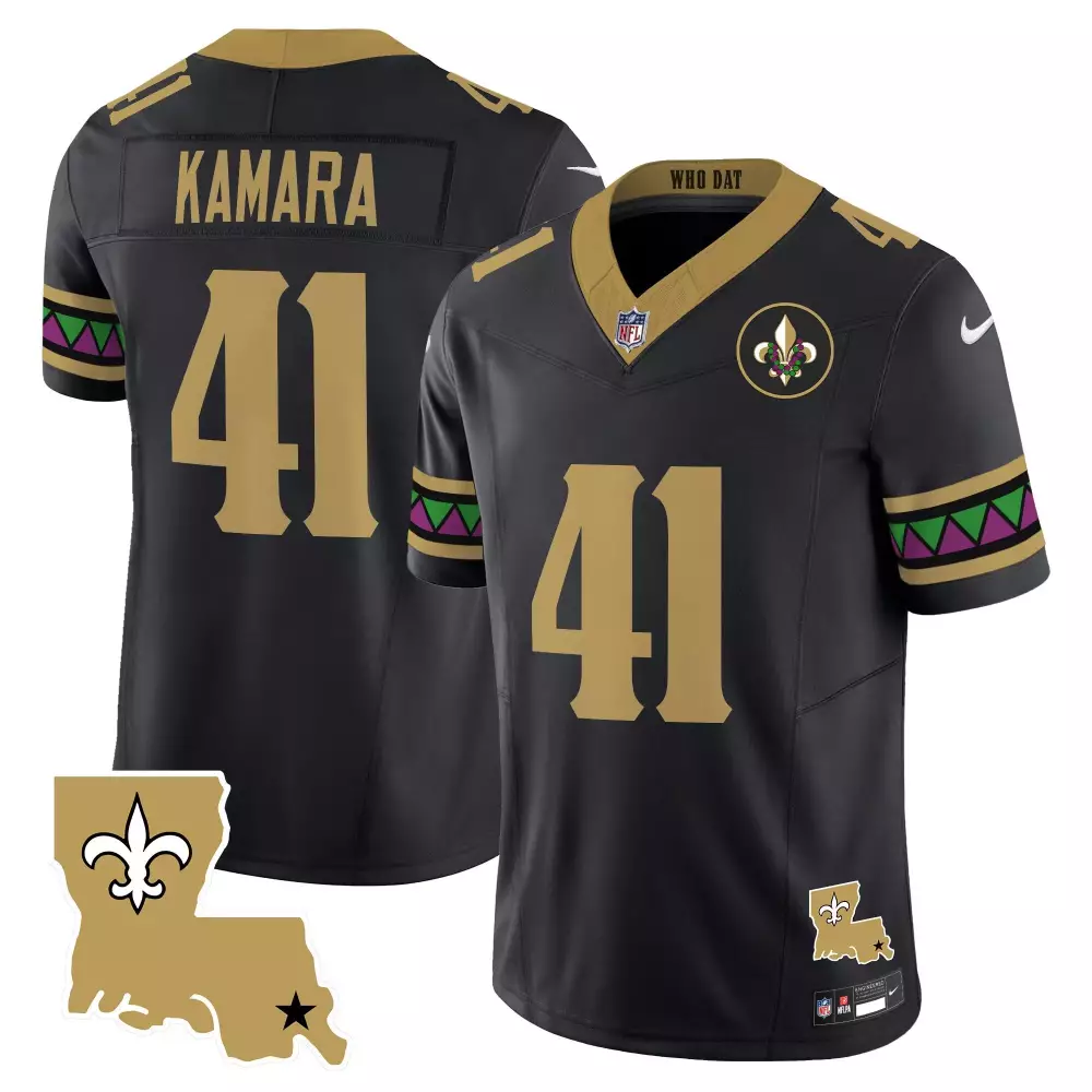 Kamara New Orleans Saints Mardi Gras Vapor Limited Jersey | Stitched Black | Game Day Outfit | For Men, Women & Youth