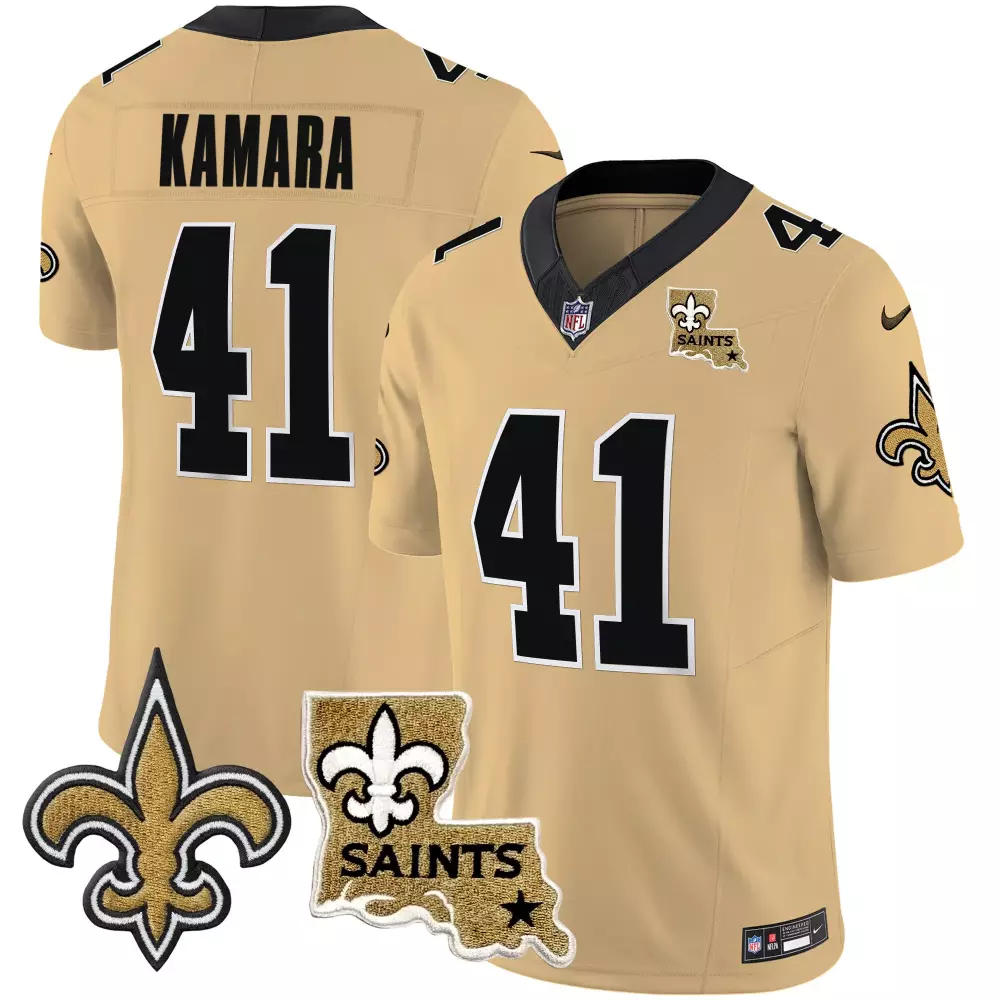 Kamara New Orleans Saints Vapor Limited Jersey | Stitched Gold with New Orleans Patch | Fan Gear | For Men, Women & Youth