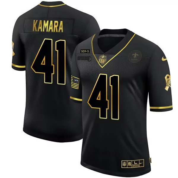 Alvin Kamara Salute to Service New Orleans Saints Jersey | Black Gold | Limited Edition Fan Gear | For Men, Women & Youth
