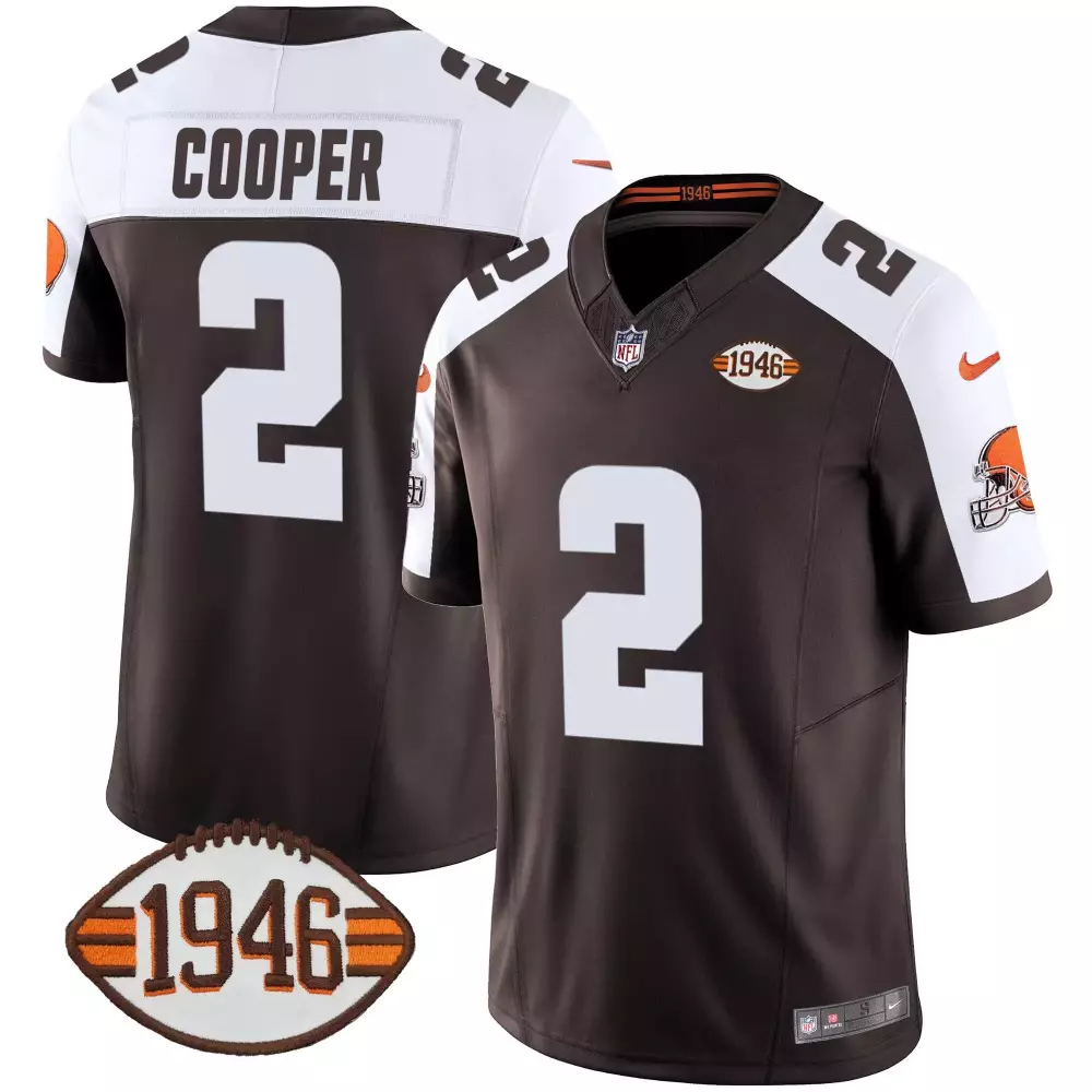 Amari Cooper 32 Jim Brown Memorial Home Patch Jersey V3 | Cleveland Browns | All Stitched Fan Gear for Men, Women & Youth