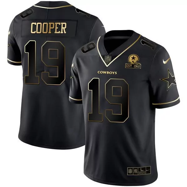 Amari Cooper Men's Black Silver Dallas Cowboys Gold Split Vapor Limited EST 1960 Patch Jersey | All Stitched Fan Gear | For Men, Women & Youth