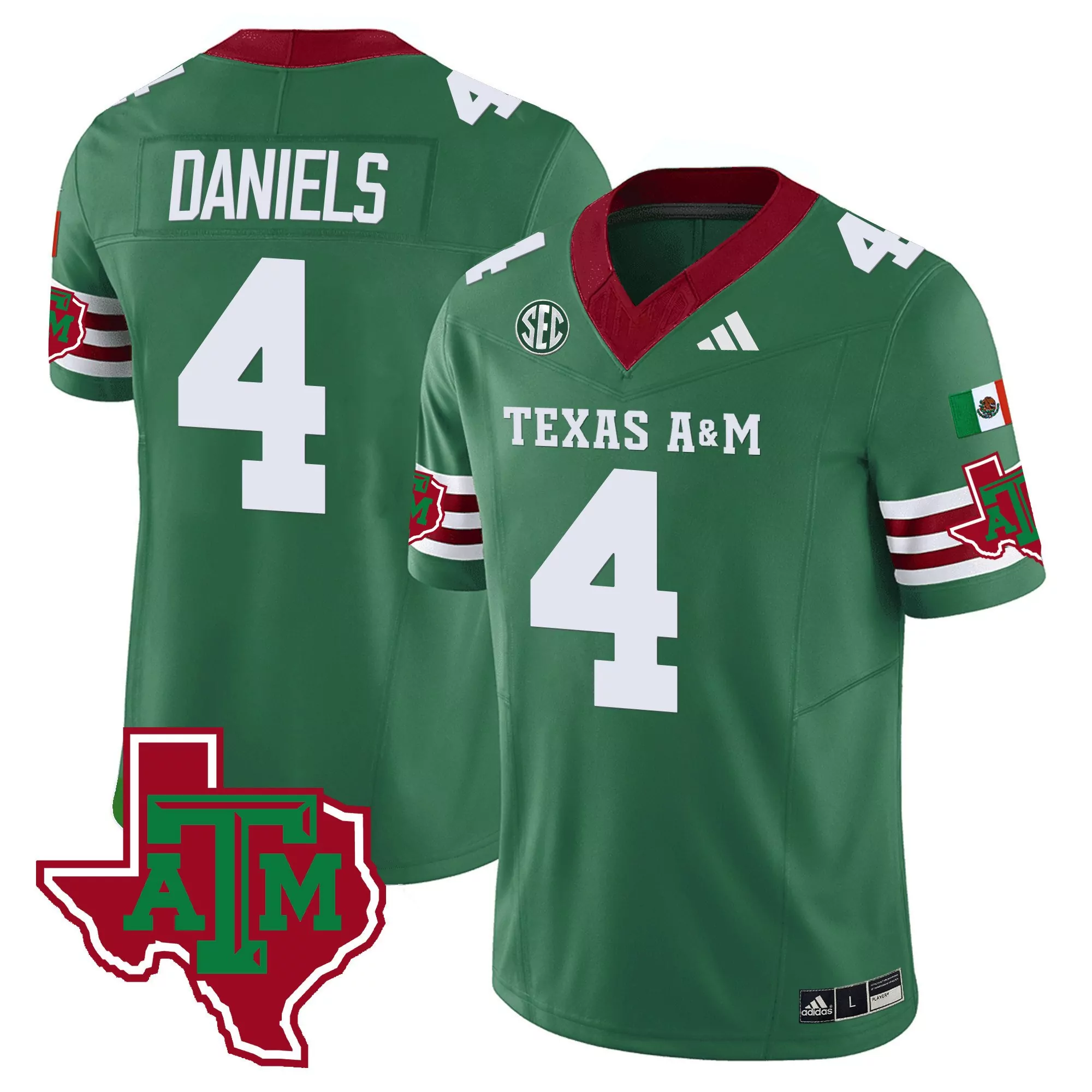amari daniels green mens texas am aggies mexico vapor jersey all stitched