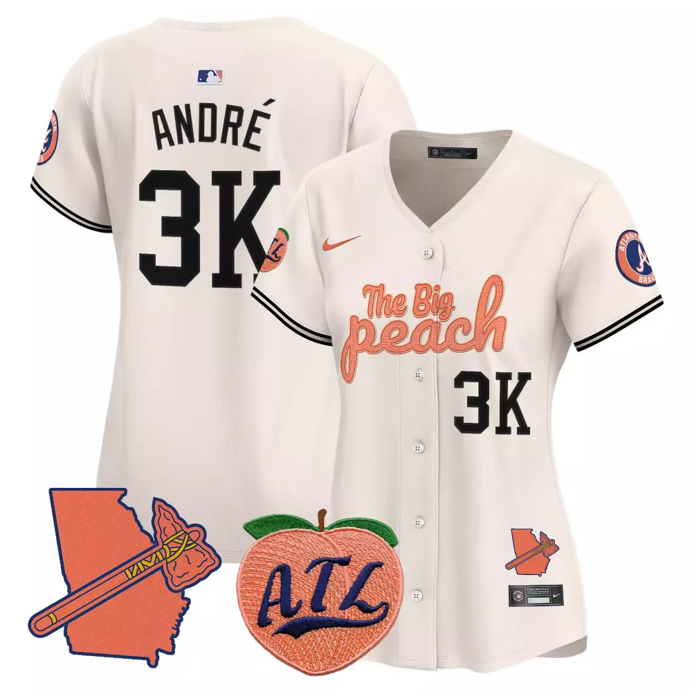 andre cream womens atlanta braves the big peach vapor premier limited jersey all stitched