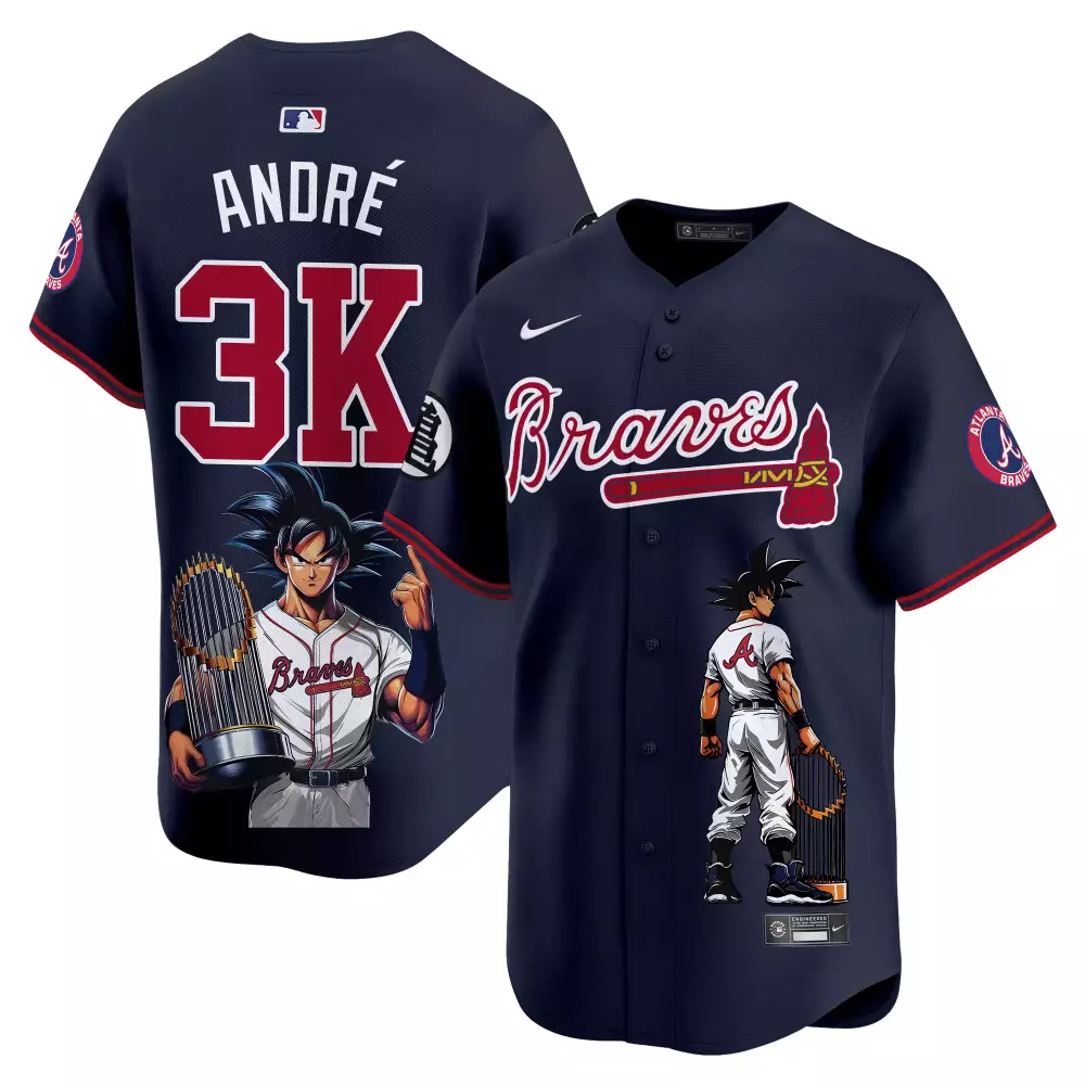 andre navy mens atlanta braves the big peach vapor premier limited jersey v2 all stitched