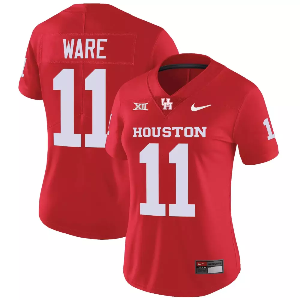 andre ware red womens houston cougars 2023 oilers inspired vapor jersey all stitched