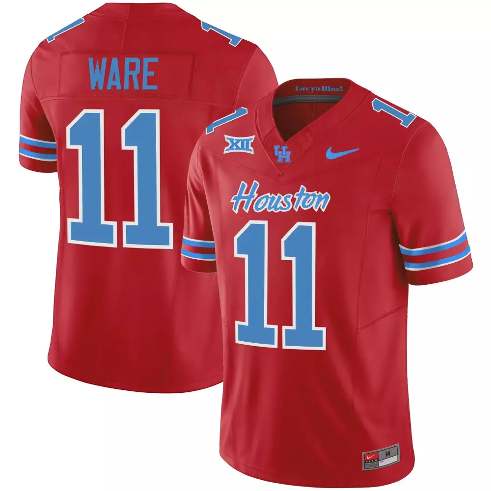 andre ware red womens houston cougars 2023 oilers inspired vapor jersey all stitched