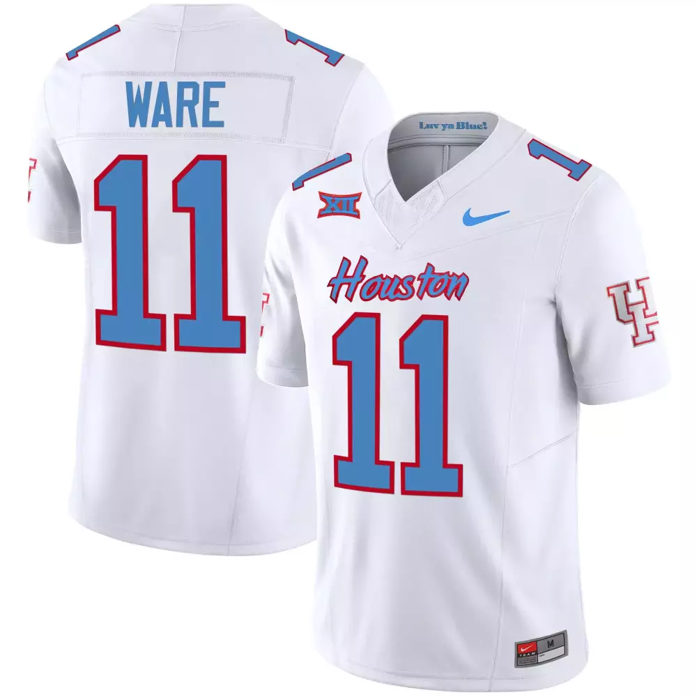 andre ware white mens houston cougars 2023 oilers inspired vapor jersey v3 all stitched