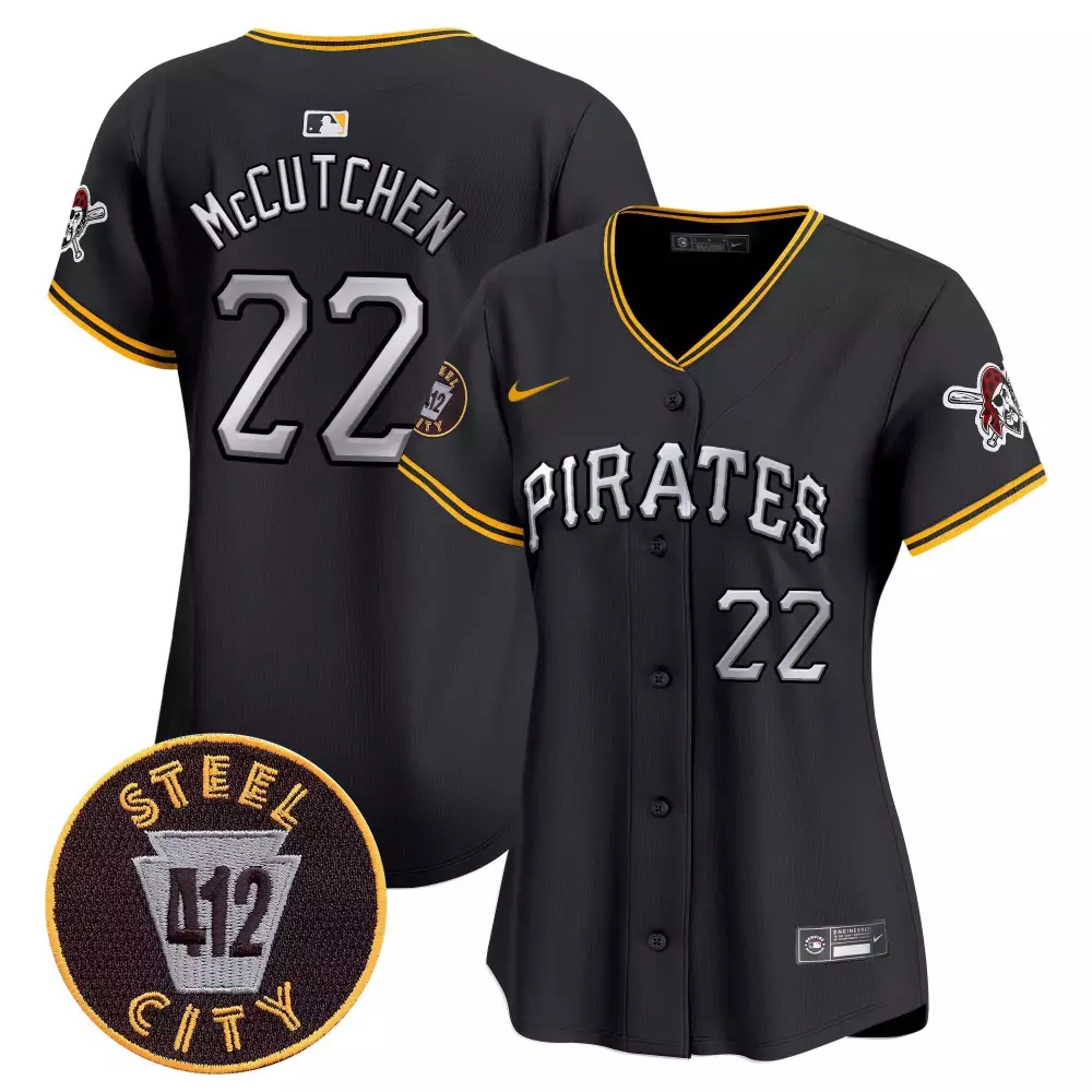 andrew mccutchen black womens pittsburgh pirates 412 patch vapor premier limited jersey v6 all stitched
