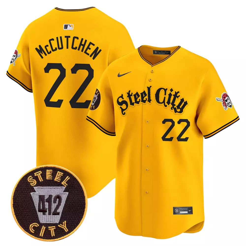 andrew mccutchen gold mens pittsburgh pirates 412 patch vapor premier limited jersey v5 all stitched