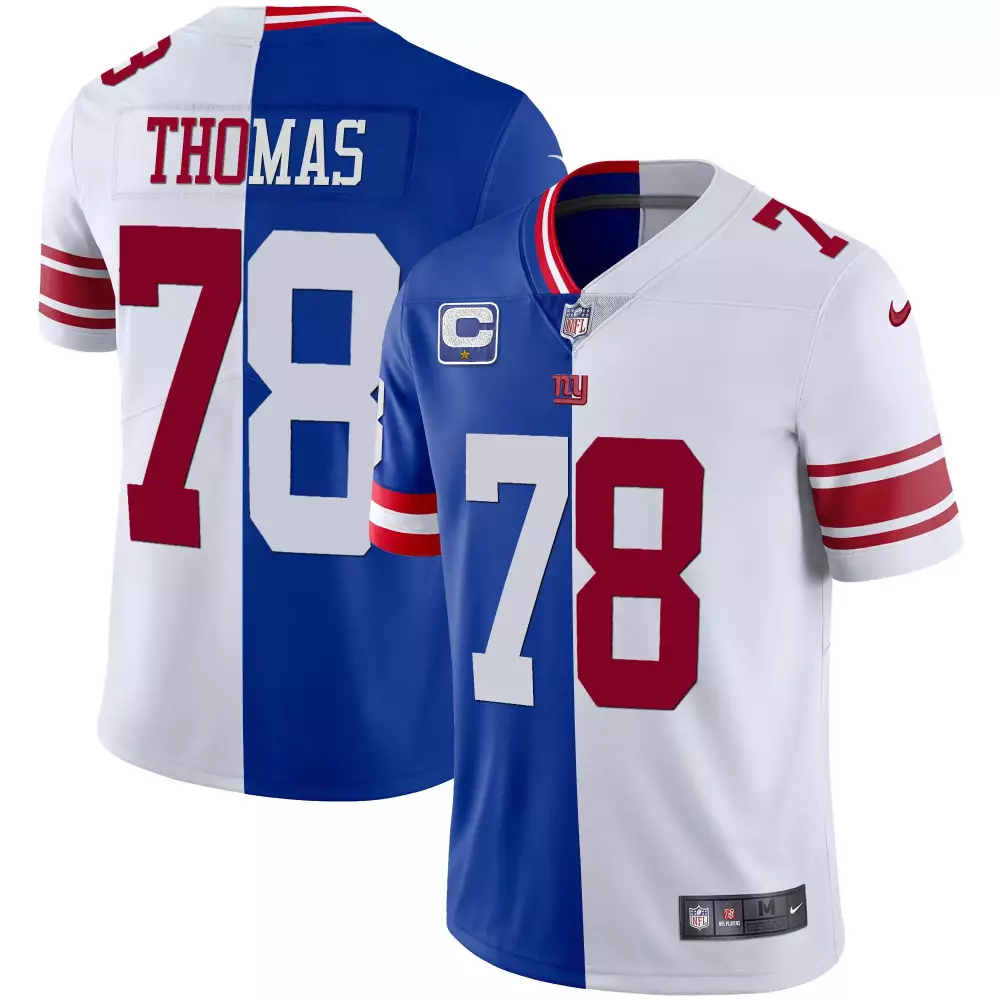 Andrew Thomas New York Giants Royal White Men's Split Vapor Jersey | All Stitched | Fan Gear for Game Day | For Men, Women & Youth