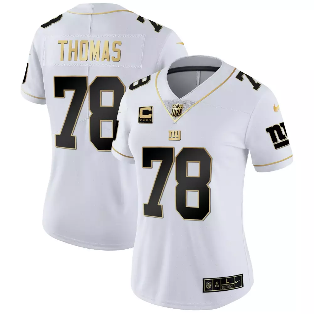 Andrew Thomas New York Giants Vapor Gold Jersey | White Gold Stitched | Women's Fan Gear | For Women & Youth