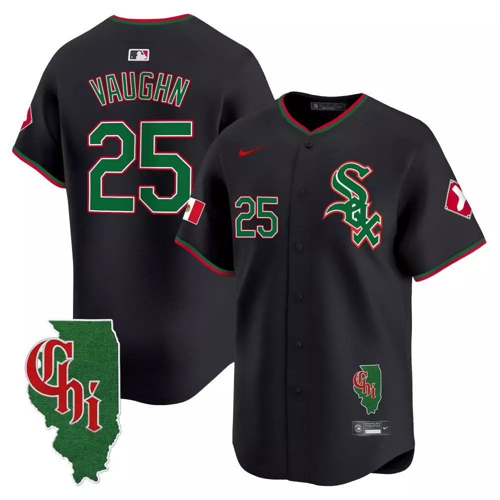 Andrew Vaughn Men's Chicago White Sox Black Mexico Vapor Premier Limited Jersey | Illinois Patch Fan Gear for All | Perfect Gift