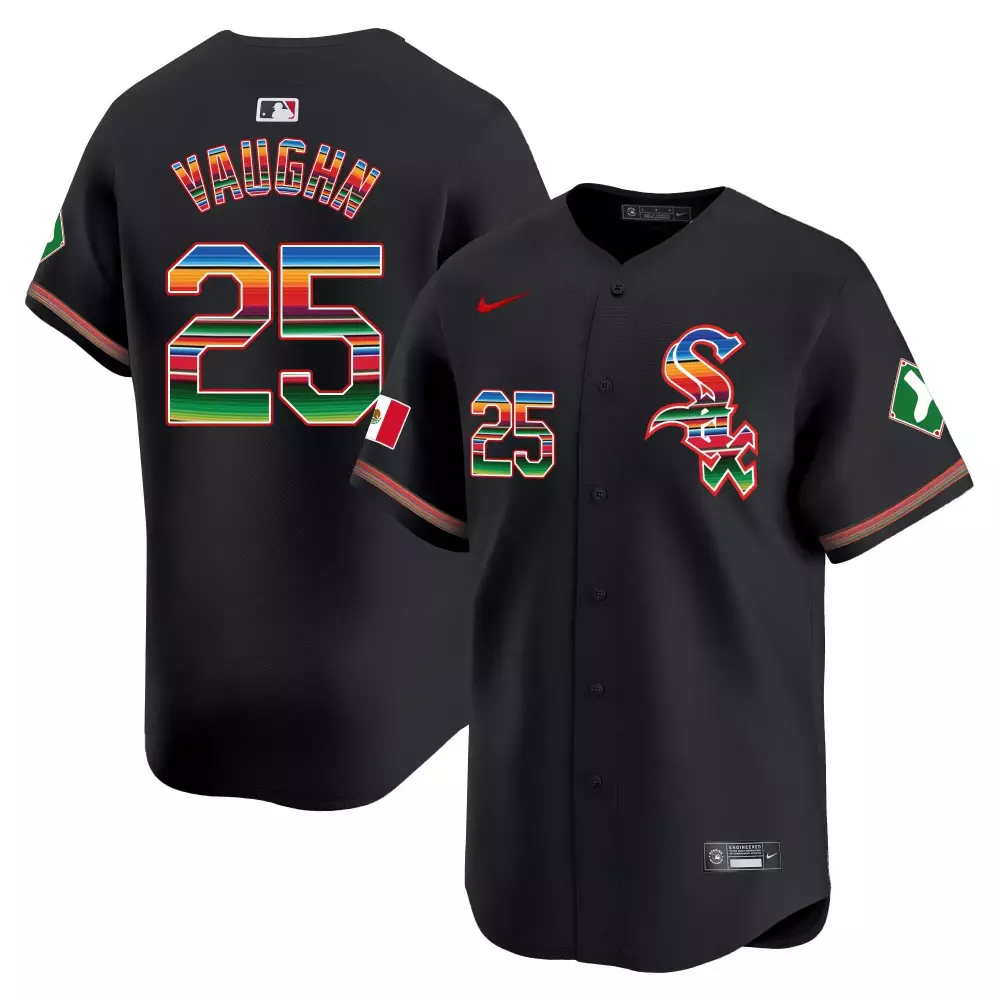 Andrew Vaughn Men's Chicago White Sox Black Mexico Vapor Premier Limited Jersey | Illinois Patch Fan Gear for All | Perfect Gift