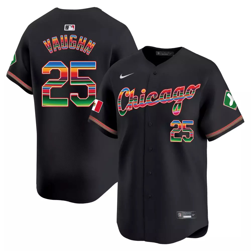 Andrew Vaughn Men's Chicago White Sox Black Mexico Vapor Premier Limited Jersey | Illinois Patch Fan Gear for All | Perfect Gift