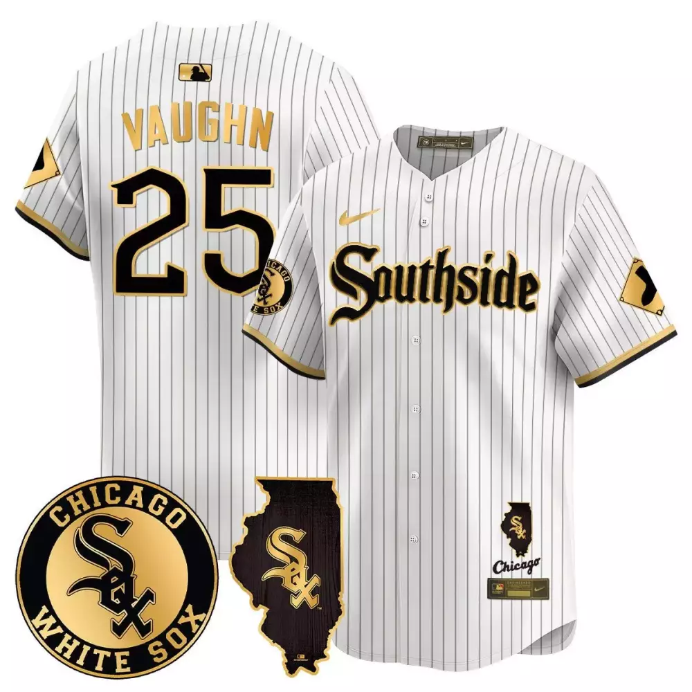 Andrew Vaughn Men's Chicago White Sox Black Mexico Vapor Premier Limited Jersey | Illinois Patch Fan Gear for All | Perfect Gift
