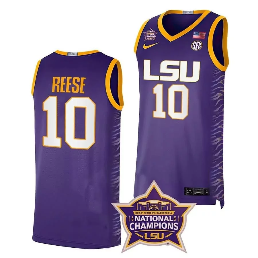 angel reese youth lsu tigers college basketball champions purple 2023 jersey all stitched