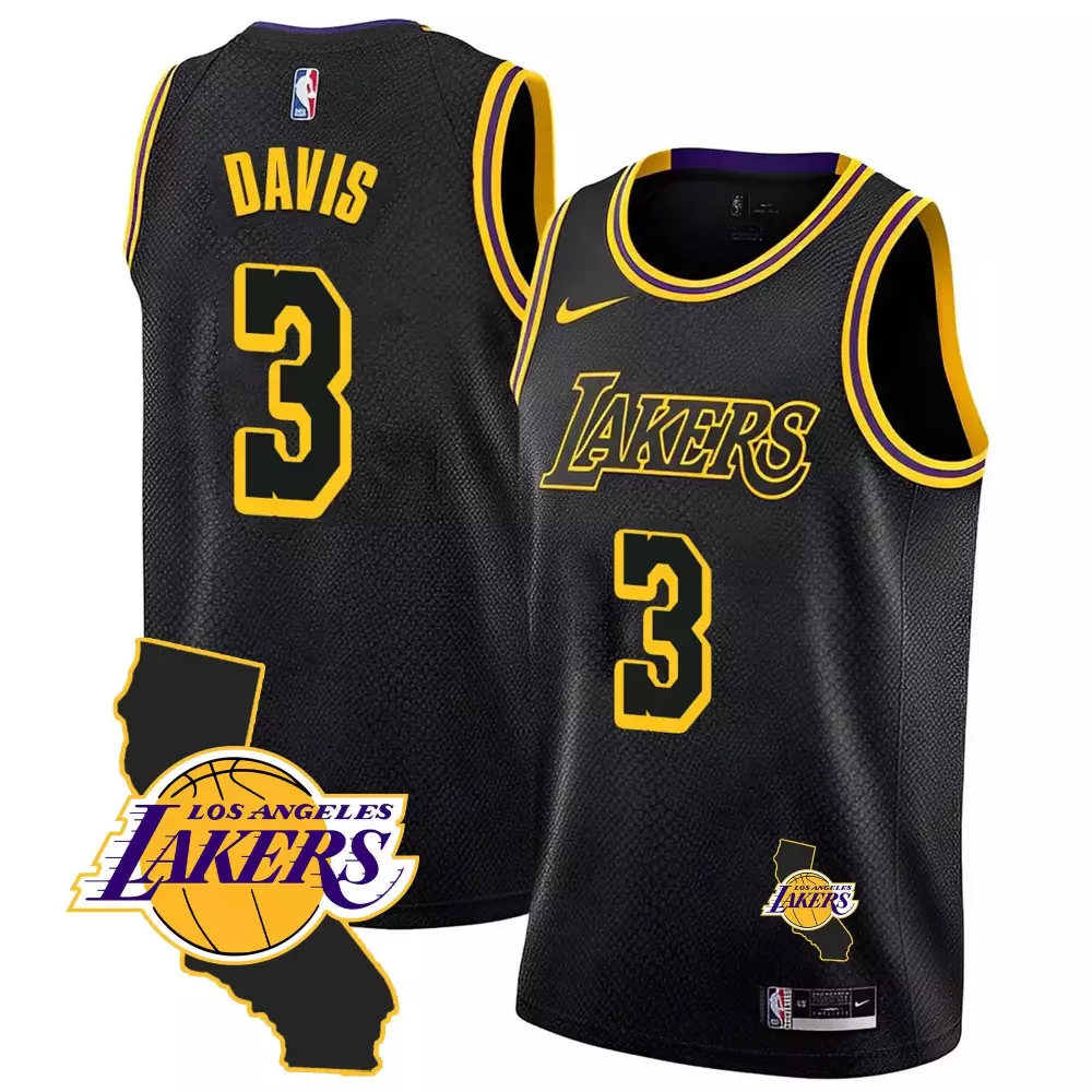 anthony davis black mamba mens los angeles lakers 2023 jersey collection all stitched
