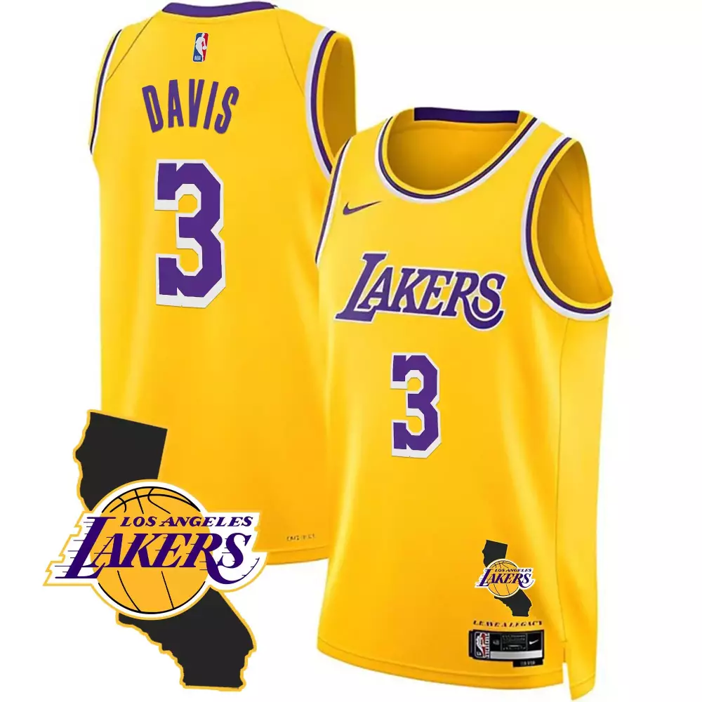 anthony davis gold mens los angeles lakers california patch jersey all stitched