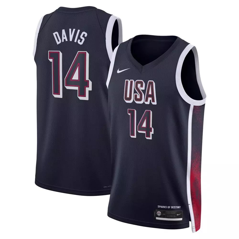 anthony davis women mens usa basketball national team 2024 navy jersey