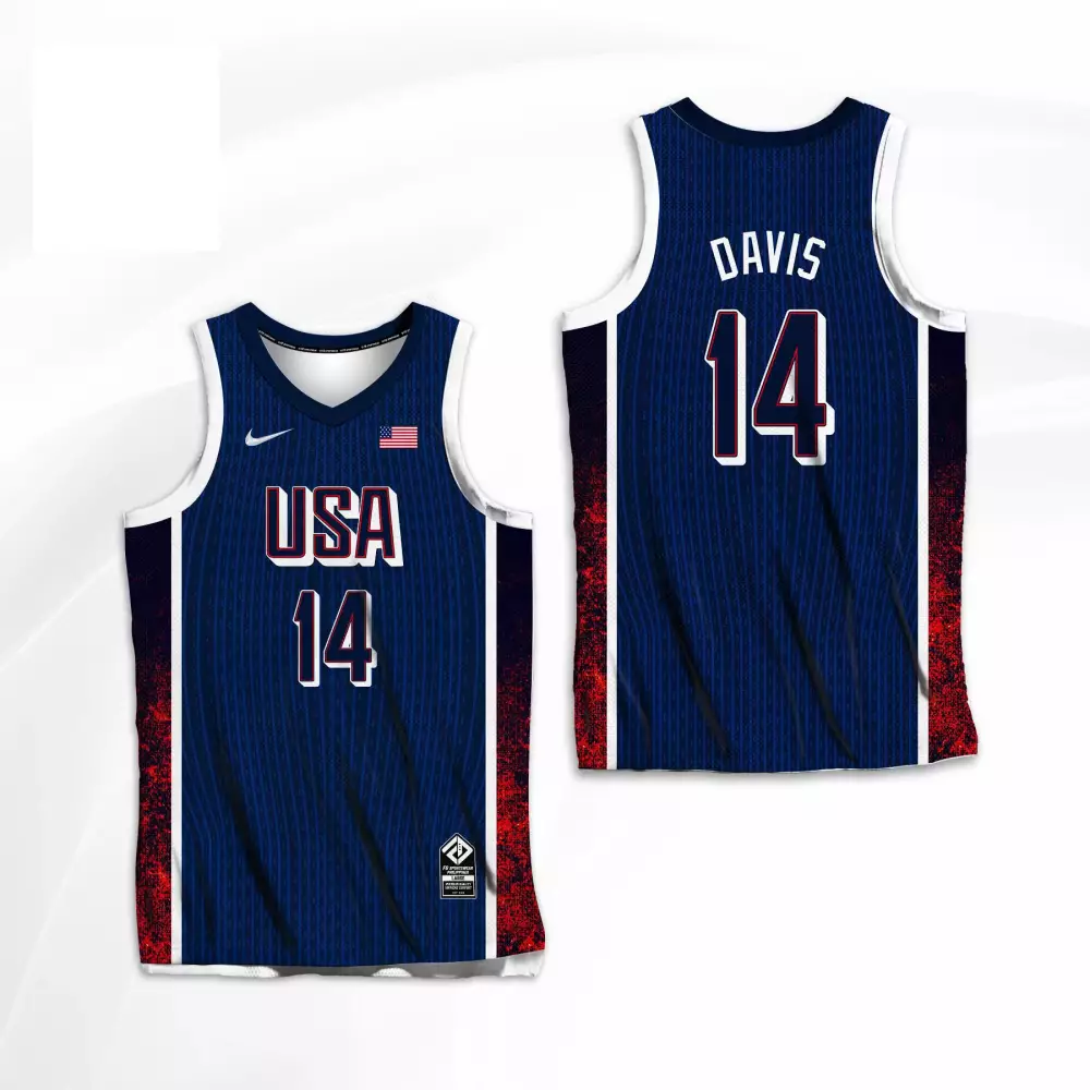 anthony davis women mens usa basketball national team 2024 navy jersey