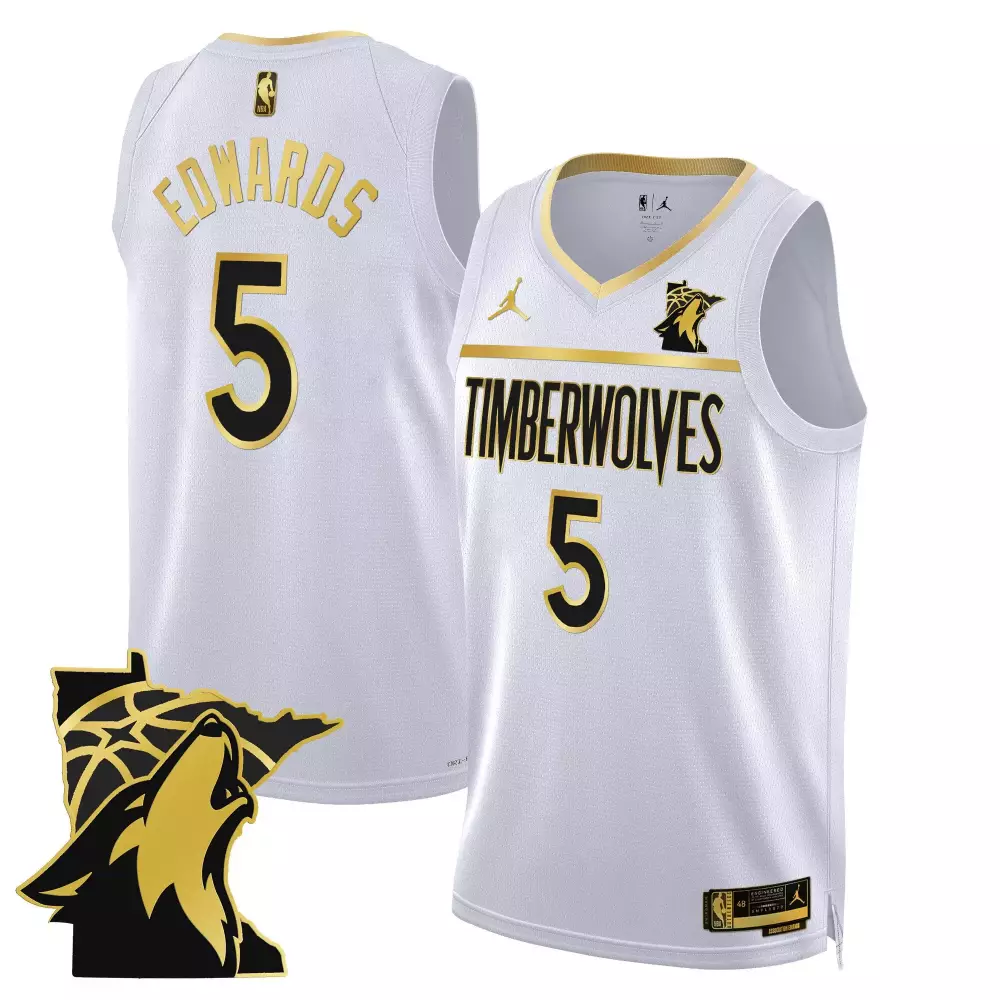 anthony edwards white gold mens minnesota timberwolves swingman jersey minnesota patch all stitched