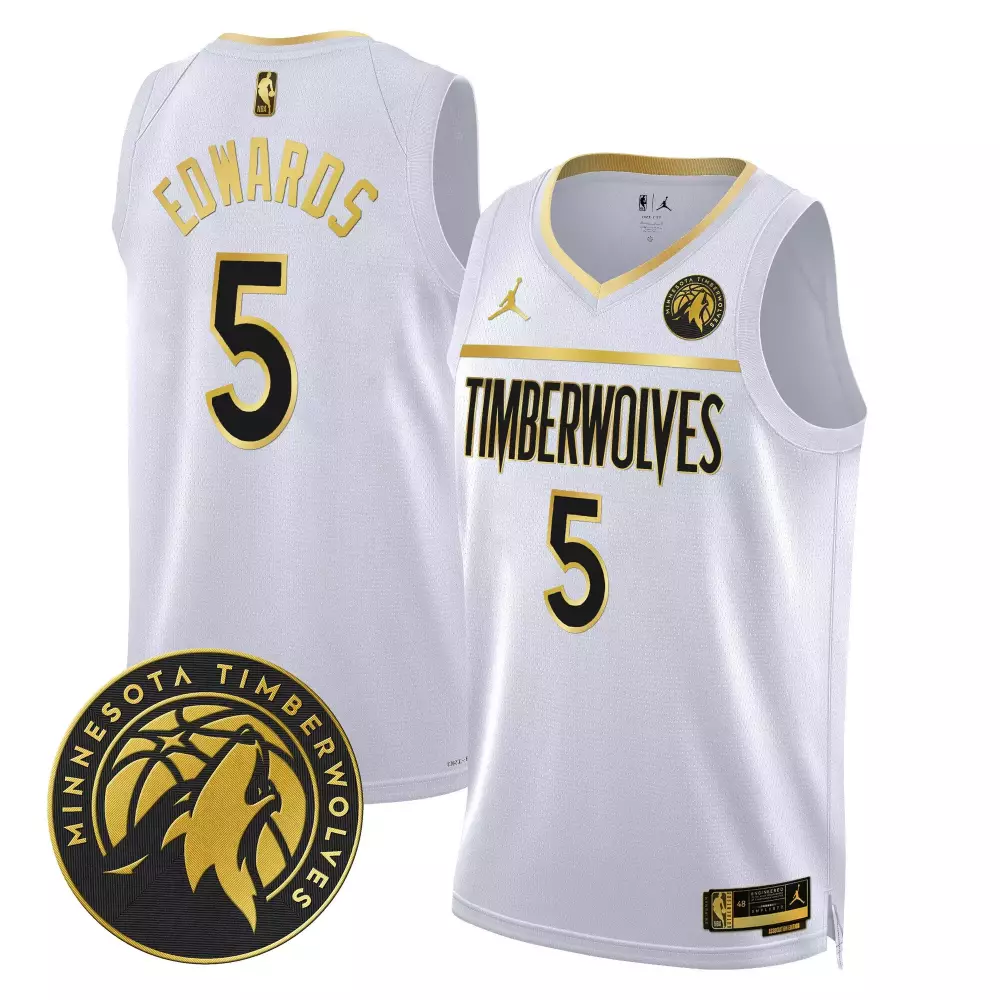 anthony edwards white gold mens minnesota timberwolves swingman jersey minnesota patch all stitched