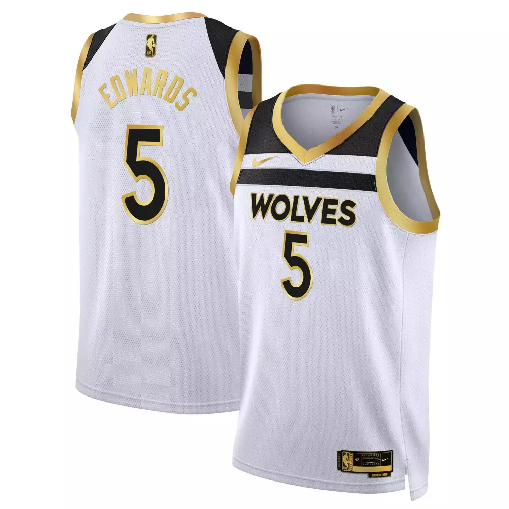 anthony edwards white gold mens minnesota timberwolves swingman jersey minnesota patch all stitched