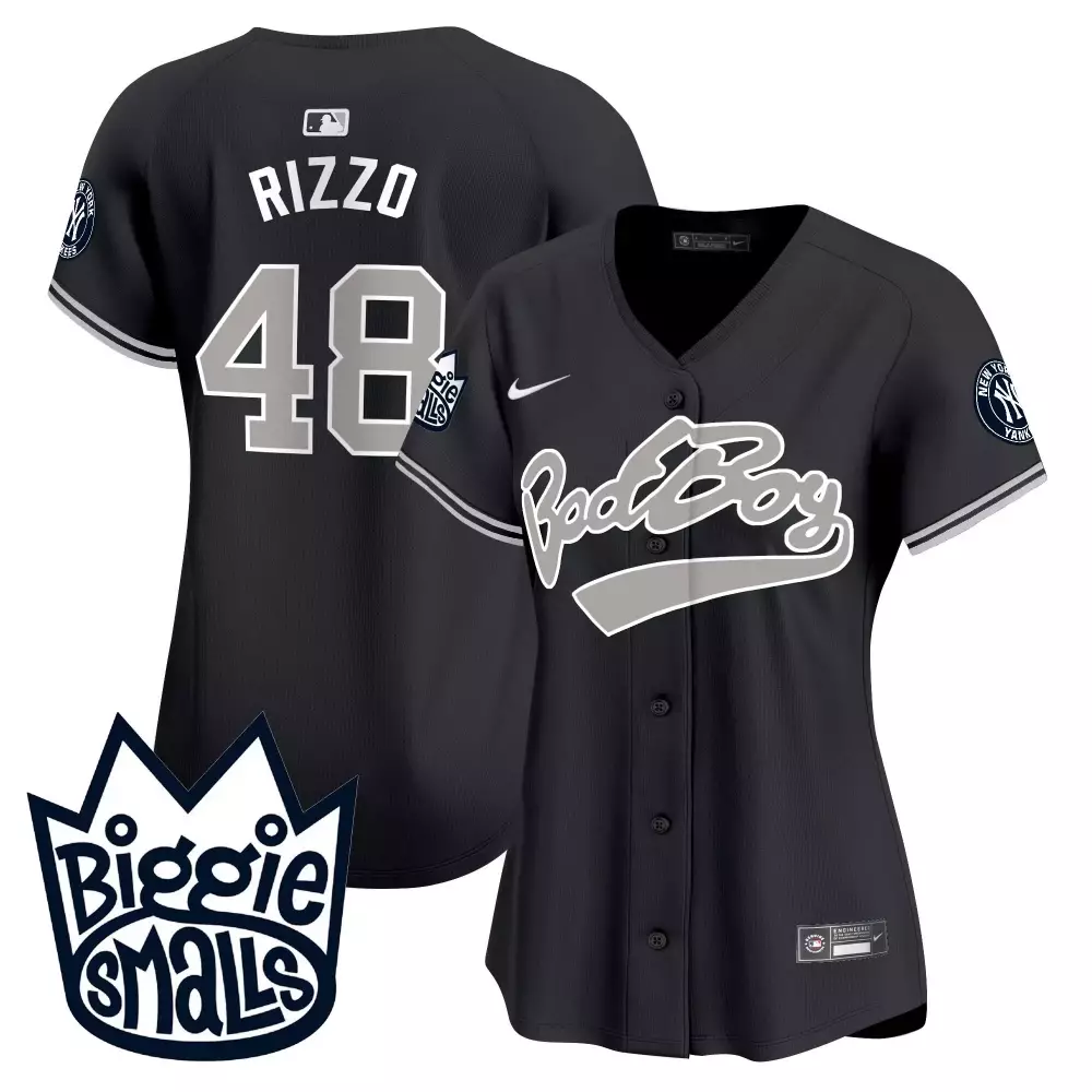 Rizzo Yankees Black Biggie Smalls Jersey | Vapor Premier Limited Edition | Stitched Fan Gear | For Women