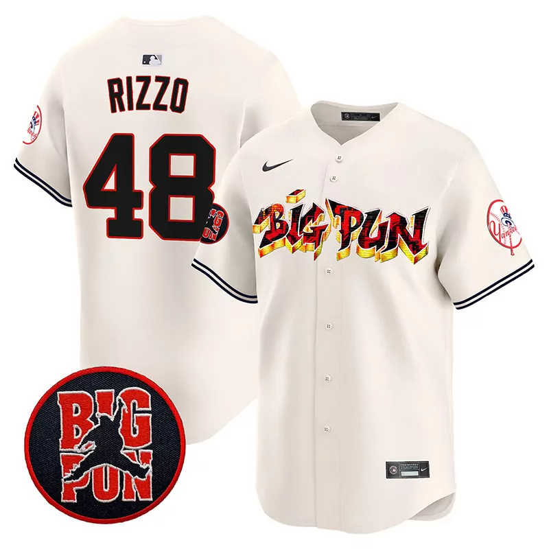 Rizzo Yankees Cream Big Pun Jersey | Vapor Premier Limited Edition | Stitched Fan Gear | For Men