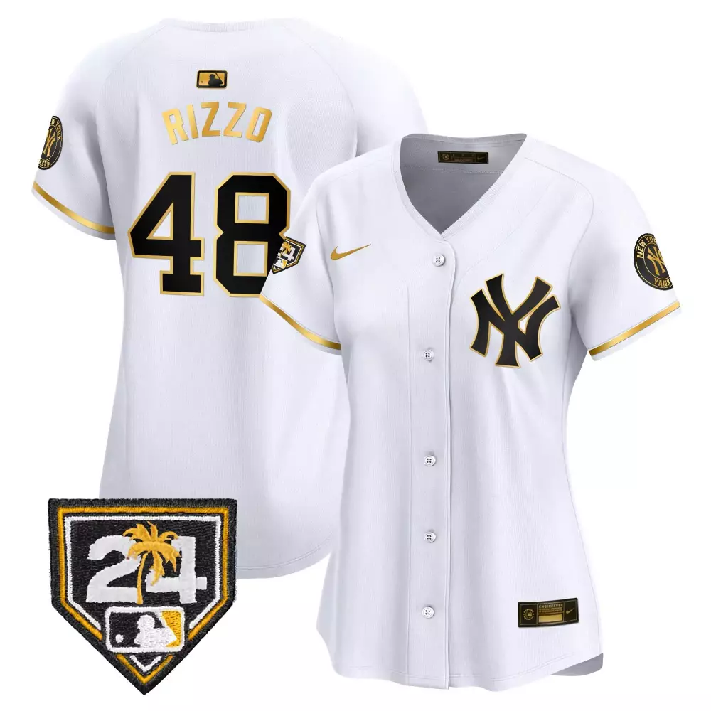 Rizzo Yankees 2024 Jackie Robinson Patch Vapor Premier Jersey | Limited Edition White Fan Gear | For Men, Women & Youth