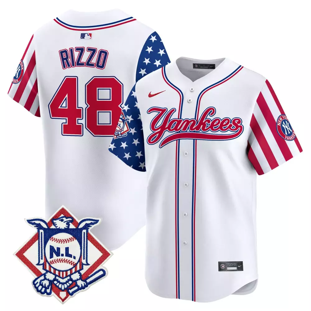 Rizzo Yankees 2024 Jackie Robinson Patch Vapor Premier Jersey | Limited Edition White Fan Gear | For Men, Women & Youth