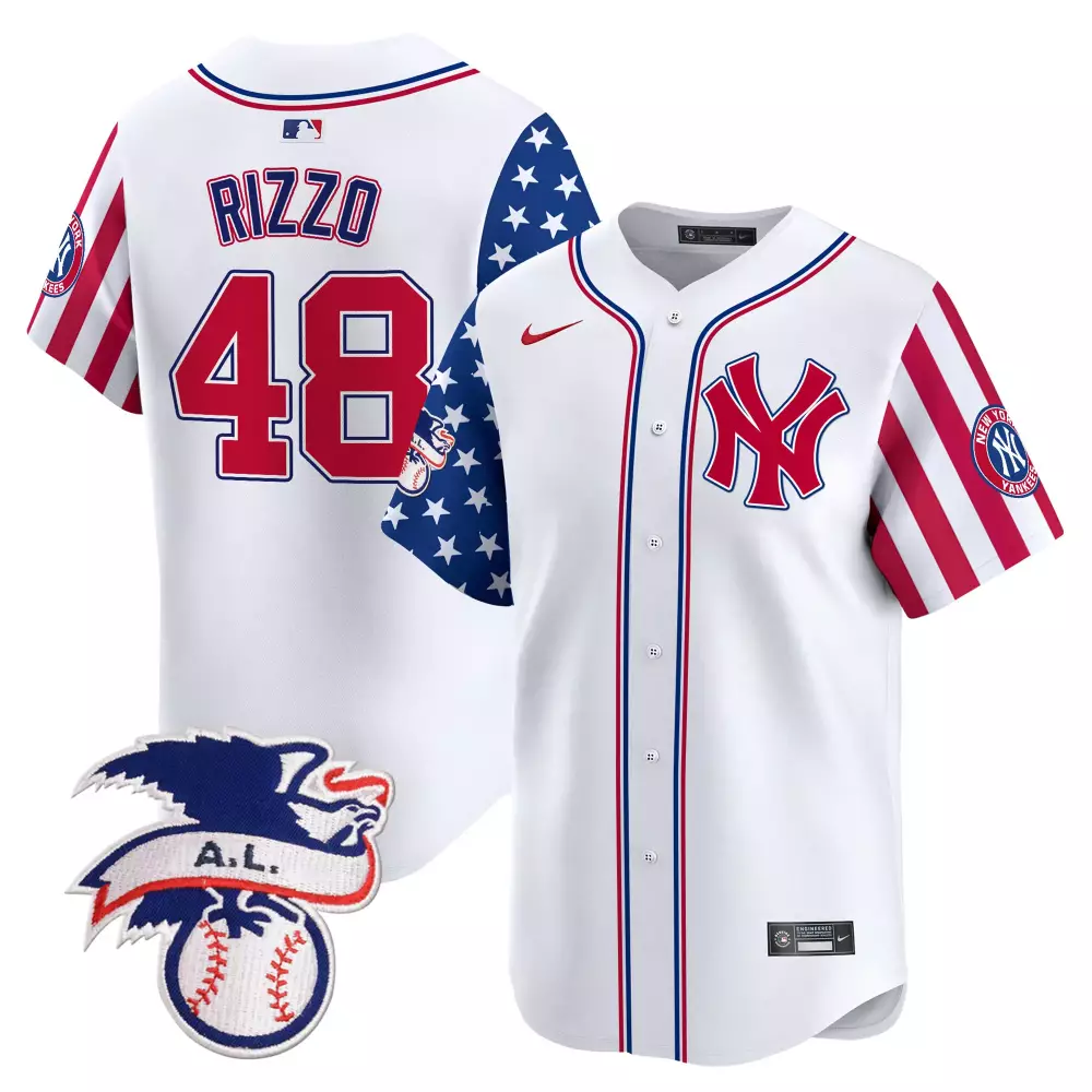 Rizzo Yankees 2024 Jackie Robinson Patch Vapor Premier Jersey | Limited Edition White Fan Gear | For Men, Women & Youth