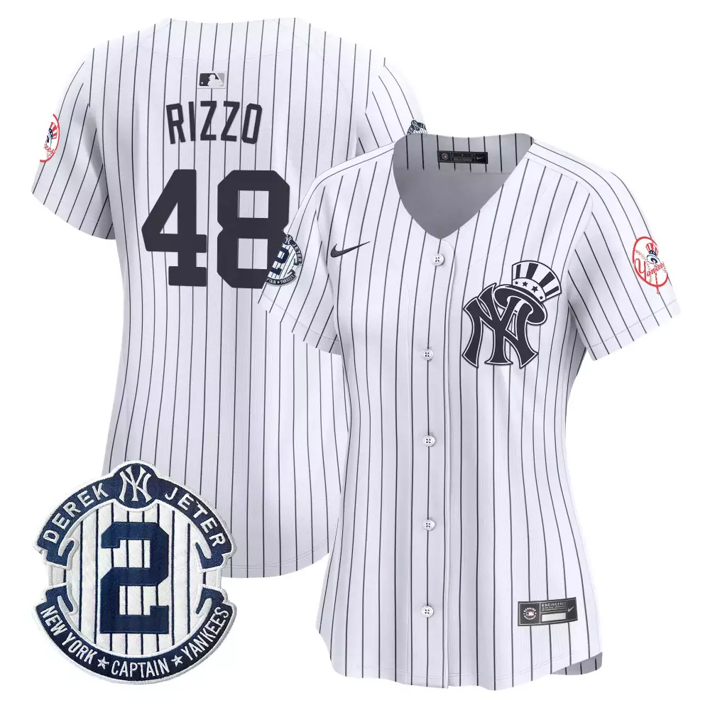 Rizzo New York Yankees Derek Jeter Patch Jersey V2 | Stitched Vapor Premier Limited Edition | Fan Gear for Women