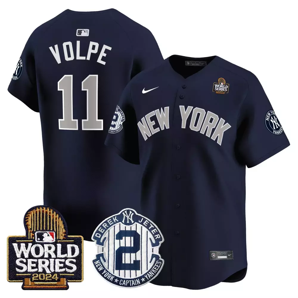 Volpe Yankees Men's 2024 Derek Jeter Patch World Series Vapor Premier Limited Jersey | Stitched Alternate Fan Gear | For Men, Women & Youth