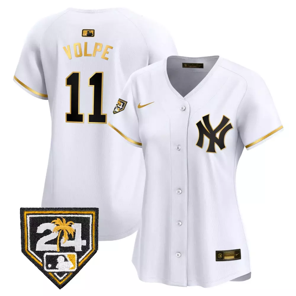 Volpe Yankees 2024 Spring Training Vapor Premier Jersey | White Gold | Limited Edition Fan Gear for Men, Women & Youth