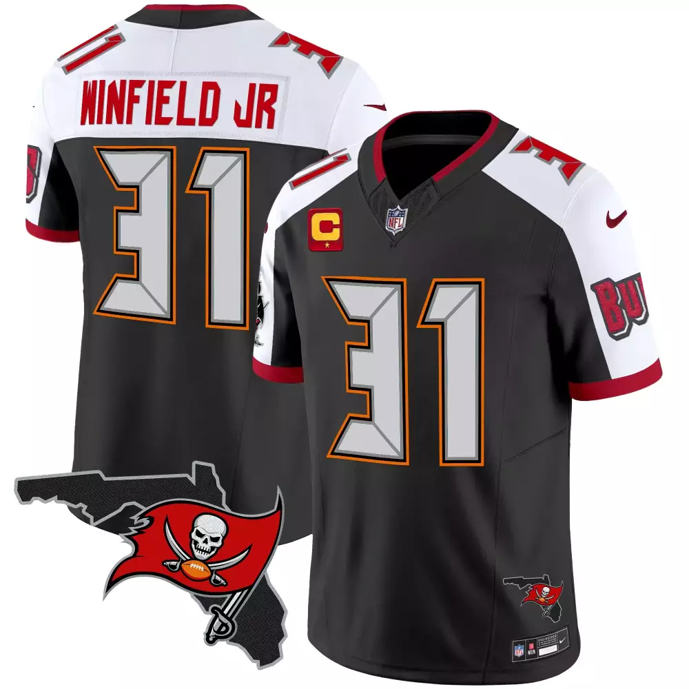 Antoine Winfield Jr. Black Alternate Men's Tampa Bay Buccaneers Florida Patch Vapor Limited Jersey V2 | Stitched Design | Fan Gear for Men, Women & Youth